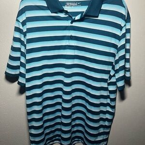 Men’s Blue Striped Nike Golf Tour Performance Dri-Fit Athletic Polo Size L